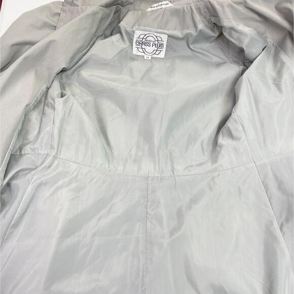 VTG Nordstrom Brass Plum Dress Trench Coat Size 11 Retro Modest Minimalist Gray - Picture 8 of 10